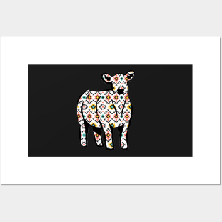 Aztec Cow Silhouette  - NOT FOR RESALE WITHOUT PERMISSION Posters and Art